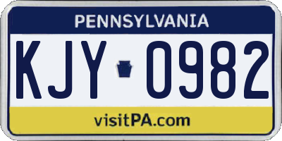 PA license plate KJY0982