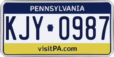 PA license plate KJY0987