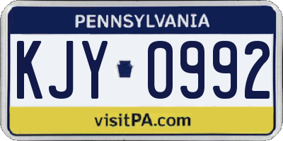 PA license plate KJY0992