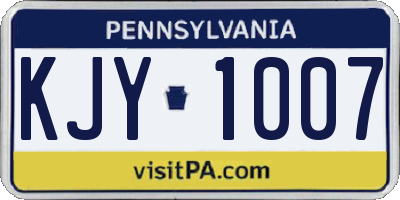 PA license plate KJY1007
