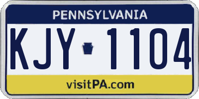 PA license plate KJY1104