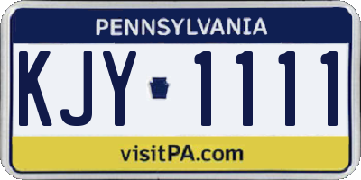 PA license plate KJY1111