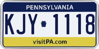 PA license plate KJY1118