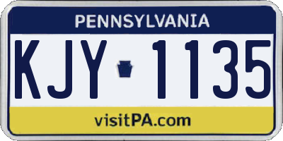 PA license plate KJY1135