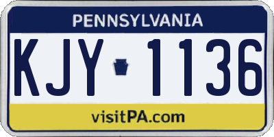 PA license plate KJY1136