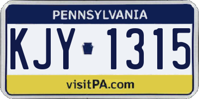 PA license plate KJY1315