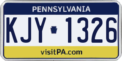 PA license plate KJY1326