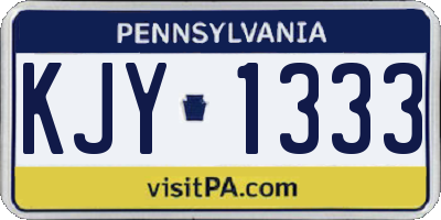 PA license plate KJY1333