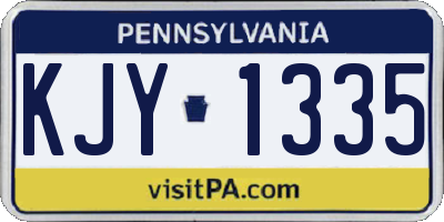 PA license plate KJY1335
