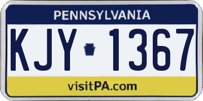 PA license plate KJY1367