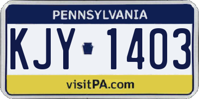 PA license plate KJY1403