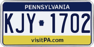 PA license plate KJY1702