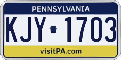PA license plate KJY1703