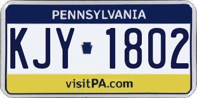 PA license plate KJY1802