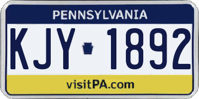 PA license plate KJY1892