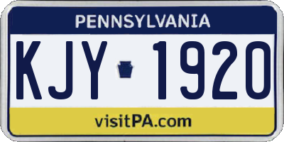 PA license plate KJY1920