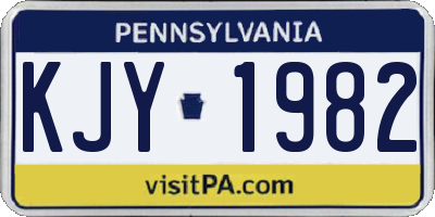PA license plate KJY1982