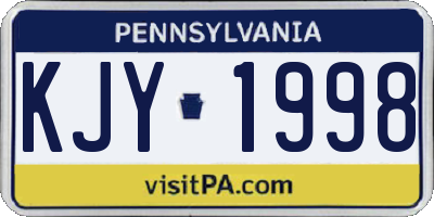 PA license plate KJY1998