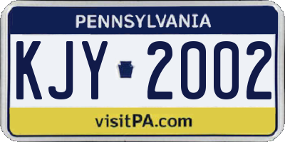 PA license plate KJY2002