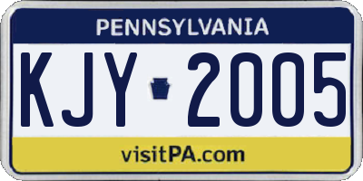 PA license plate KJY2005