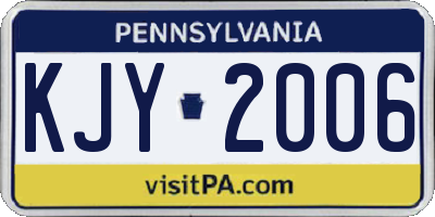 PA license plate KJY2006