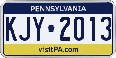 PA license plate KJY2013
