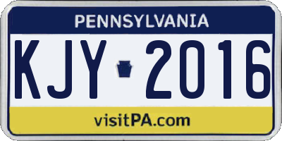 PA license plate KJY2016