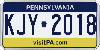 PA license plate KJY2018