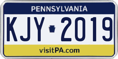 PA license plate KJY2019