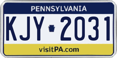 PA license plate KJY2031