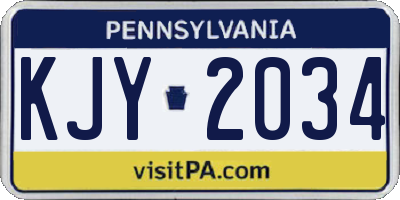PA license plate KJY2034