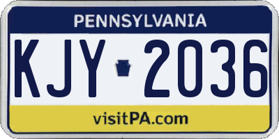 PA license plate KJY2036
