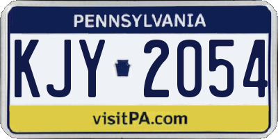 PA license plate KJY2054