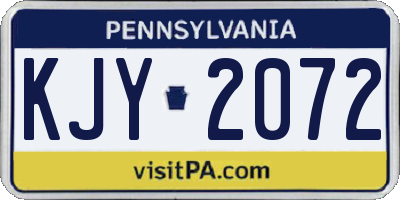 PA license plate KJY2072