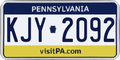 PA license plate KJY2092