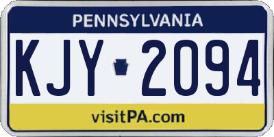 PA license plate KJY2094