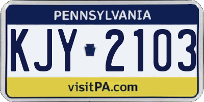 PA license plate KJY2103
