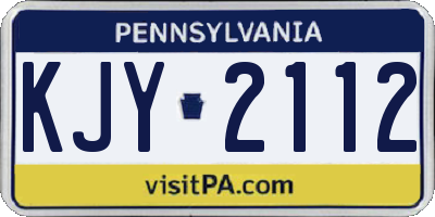PA license plate KJY2112