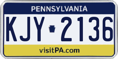 PA license plate KJY2136