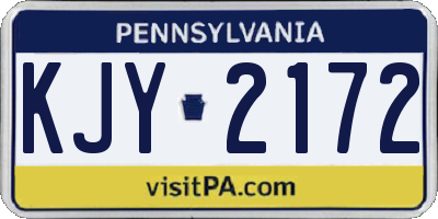 PA license plate KJY2172