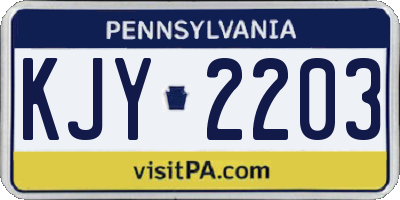PA license plate KJY2203