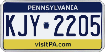 PA license plate KJY2205