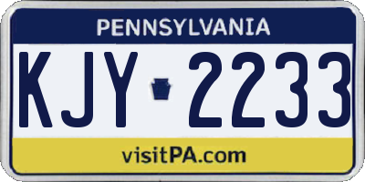 PA license plate KJY2233