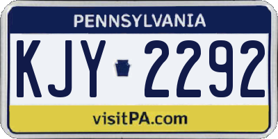 PA license plate KJY2292