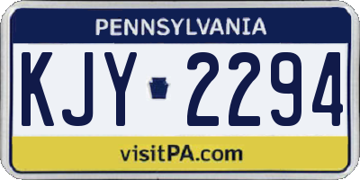 PA license plate KJY2294