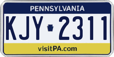 PA license plate KJY2311