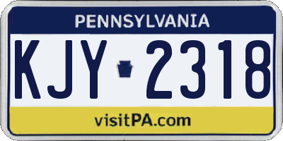 PA license plate KJY2318