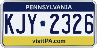 PA license plate KJY2326