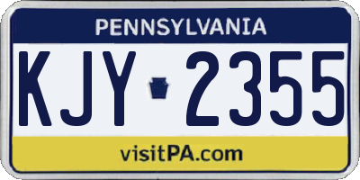 PA license plate KJY2355