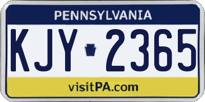 PA license plate KJY2365